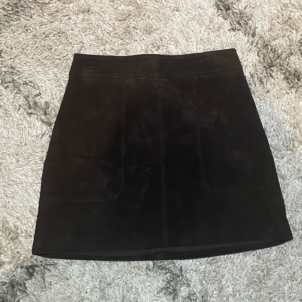 H&M chocolate suede skirt